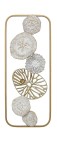 Decoratiune perete fier alb auriu Flowers 25 x 61 cm