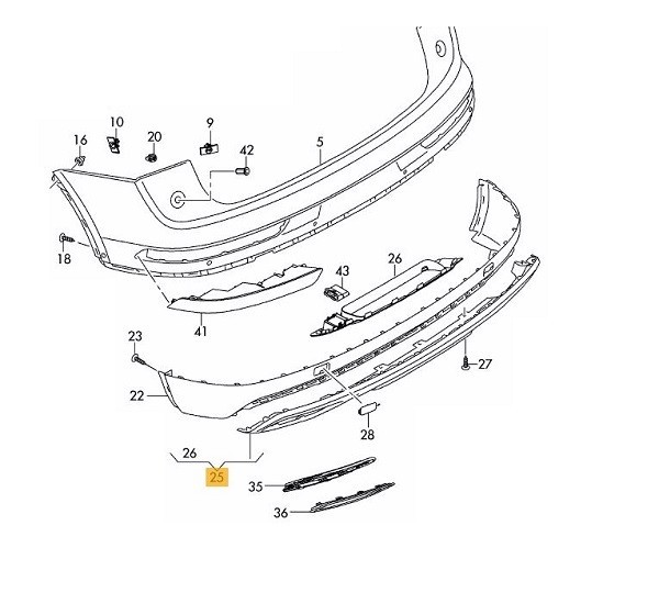 Spoiler bara spate Audi Q5 (Fy), 09.2016-11.2020, Spate, lacuit, argintiu, Aftermarket