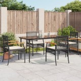 VidaXL Set mobilier de grădină cu perne, 5 piese, negru, poliratan