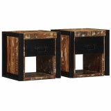 Gossi noptiere 2 buc multicolore 40x35x40 cm lemn masiv recuperat
