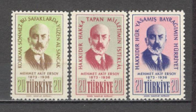 Turcia.1956 20 ani moarte A.M.Ersoy-poet ST.4 foto