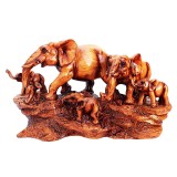 Cumpara ieftin Statueta Decorativa Familie Elefanti, Rasina, Maro, 34 cm. Obiect Decor Universal, Cadou Deosebit