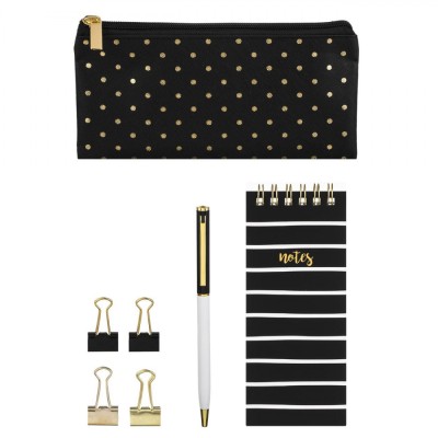 Set Papetărie, Time Lapse, 7 Bucăți, Culoare Multicolor, Negru/Auriu/Alb foto