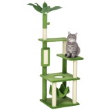 PawHut Copac Pisici 142cm cu Hamac St&acirc;lp Zg&acirc;rieturi Minge Verde 49x49x142cm | Aosom Romania