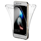 Husa Full TPU 360&deg; (fata + spate) pentru Huawei P10 Lite, Gri Transparent