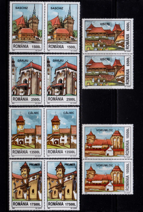 ✅RO 2002 ,LP 1582 ,&quot; Cetati sasesti-Transilvania&quot; , serie pereche, MNH