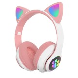 Casti Wireless Xentech STN-28 Urechi Pisica LED pentru Copii - Roz, Bluetooth 5