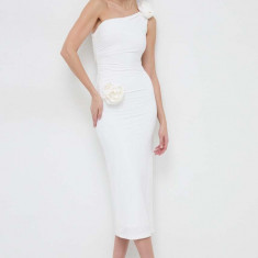 Bardot rochie culoarea alb, midi, mulata
