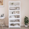 Biblioteca Gossi Alb 80x35x183 cm Lemn Masiv Pin Rafturi Depozitare Living Birou