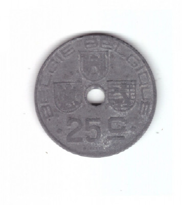 Moneda Belgia 25 centimes 1946, stare relativ buna, cu urme de albeata, curata foto