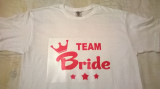 Tricouri personalizate albe bumbac team bride, Alb, L, M, S, XL