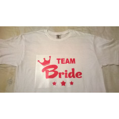 Tricouri personalizate albe bumbac team bride