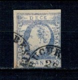 1871 - Carol I cu barba, 10 bani albastru, impresiune defectuoasa, stampilat