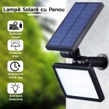 Lampa solara pentru terasa/gradina 48 de LED-uri Flippy, cu 2 moduri de fixare, senzor de lumina, IP44, material ABS, 5W, 80 lm, 26.5 cm x 14 cm, Alb