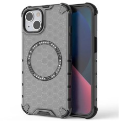 Husa transparenta iPhone 14 Techsuit HoneyComb Shield MagSafe, negru foto