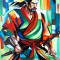 Tablou modern,acrilic pe panza,intitulat &quot;Samurai&quot;
