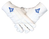 Cumpara ieftin M?nu?i Ceremonie din Bumbac cu Broderie Albastr? - Echer ?i Compas - M?rimi M, L, XL