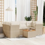 vidaXL Set canapele de grădină, 7 piese, cu perne, bej, poliratan