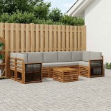 vidaXL Set de canapele de exterior 8 pcs Natural și gri deschis 3384142