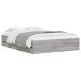Cumpara ieftin Cadru de pat cu sertare, gri sonoma, 135x190 cm, lemn prelucrat