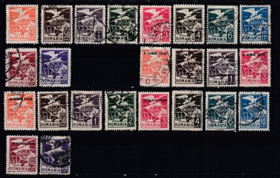 ROMANIA 1929/1930 TIMBRE DE SERVICIU TIMBRU OFICIAL VULTUR CU STEAG SI STEME TREI SERII COMPLETE STAMPILATE foto