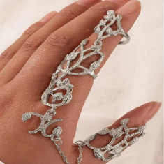 Inel Argintiu pentru Poze Manichiura, Flower Design