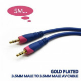 Cablu Jack 3.5 mm 5m stereo aurit conductor cupru stanat, Oem