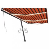 vidaXL Copertină automată cu senzor v&acirc;nt &amp; LED, oranj/maro, 600x350 cm