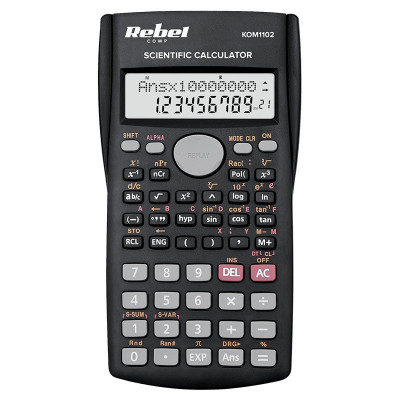 Calculator stiintific Rebel, 12 cifre, repetitie multipla, functie stergere, numere negative, logaritm zecimal, puteri, memorie, conversie unitati de foto