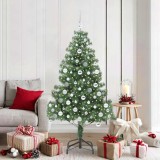 vidaXL Brad de Crăciun cu 300 LED cu suport Verde 180 cm PVC 3396385