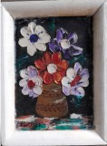 Cumpara ieftin Tablou &rdquo;Fantezii&rdquo;/ flori &icirc;n vas/ Aristide Păun, pictor și iconar, ulei pe carton, Realism