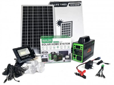 Kit Sistem solar iluminare 220v 150w alimentare televizor panou solar 4 becuri foto