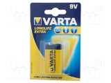 Baterie alcalină 6F22 9V nere&icirc;ncărcabilă 1buc VARTA LONGLIFE