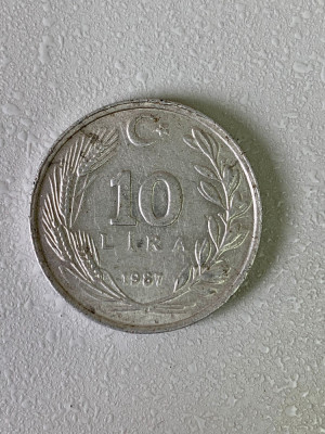 Moneda 10 lire - 10 old lira - 1987 - Turcia - KM 964 (67) foto