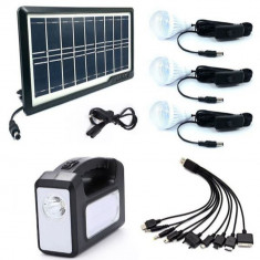 Kit panou solar Gdplus GD-7, 3 becuri, lanterna inclusa foto