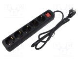Prelungitor alimentare LANBERG Schuko 3x1mm2 5 prize 1,5m negru