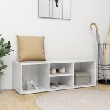 Banca depozitare pantofi, alb extralucios, 105x35x35 cm, PAL