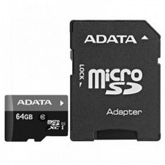 Micro SDXC ADATA 64Gb, AUSDX64GUICL10-RA1, Clasa 10, adaptor SD (pentru telefon) foto