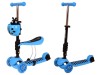 Trotineta Copii 3 in 1 cu Sezut si Cos Edilandia, Roti LED, Albastru, Reglabila, 25kg