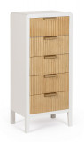 Comoda Charley, Bizzotto, 40 x 30 x 92 cm, MDF/paulownia/pin/otel, alb/natural