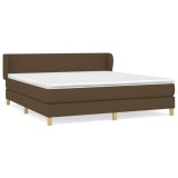 Cumpara ieftin Pat box spring cu saltea, maro inchis, 160x200 cm, textil