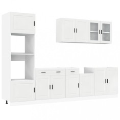 Set dulap de bucatarie 7 piese &bdquo;Kalmar&rdquo; alb lucios Lemn