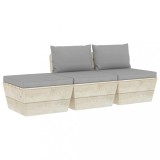 vidaXL Set mobilier grădină din paleți cu perne, 3 piese, lemn molid