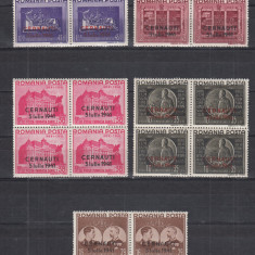 ROMANIA 1941 LP 143 I FUNDATIA CAROL I SUPRATIPAR CERNAUTI BLOCURI 4 TIMBRE MNH