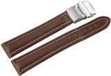 Cumpara ieftin Curea Ceas Piele Naturala Maro Deployant Cusatura Alba 16mm - 24mm 8162702000