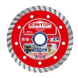 Cumpara ieftin Disc Turbo Diamantat EMTOP EDDC031251, Diametru 125mm, Taiere Umeda/Uscata, Latimea Lamei 12mm, pentru Pavele, Caramida, Beton, Piatra, Lama Durabila,