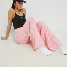 Tommy Jeans pantaloni femei, culoarea roz, lat, high waist