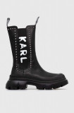 Cumpara ieftin Karl Lagerfeld cizme de piele TREKKA MAX KC femei, culoarea negru, cu platforma, KL43591