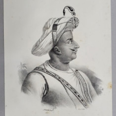 TIPPOU SAHEB , CONDUCATOR MUSULMAN AL IN INDIA DE SUD , LITOGRAFIE , DESEN de MAUZAISSE , litografiat de C. MOTTE , 1826