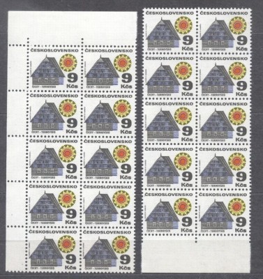 Czechoslovakia 1971 Definitives Buildings 9Kc x 20 in blocks MNH S.620 foto